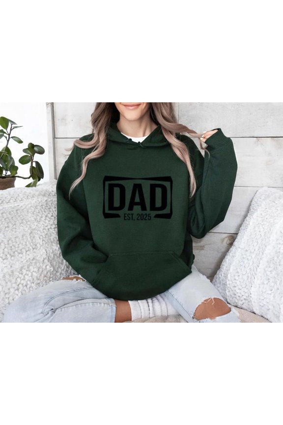 Dad Est 2025 New Father Baby Shower Gift First Time Papa Graphic Hoodie, for men & women, up to size 5XL