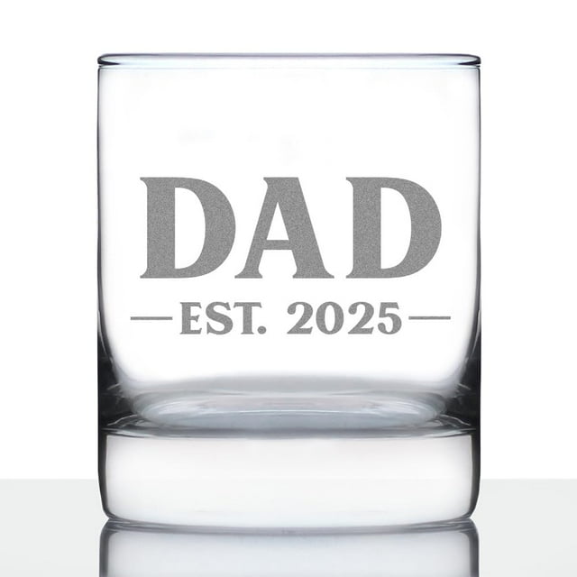 Dad Est 2025 New Father Whiskey Rocks Gl Gift for First Time Parents