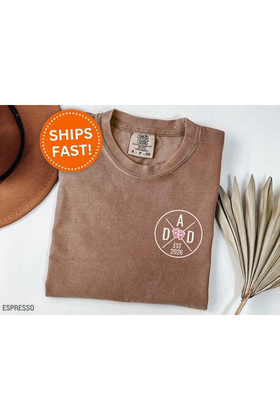 Dad Est Year Gift Shirt Gift for New Dad with Est Year Girl or Boy Gift Tee for Fatheramp3