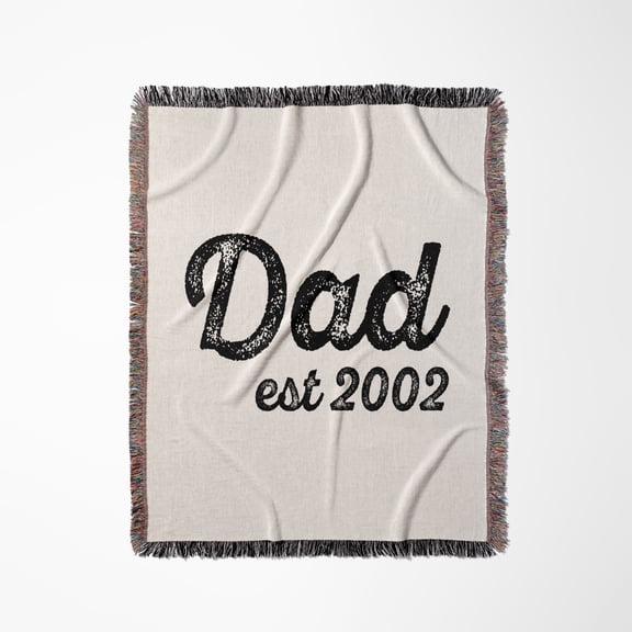 Dad Established 2002 Distressed Cursive Lettering On White Background., Woven Blanket