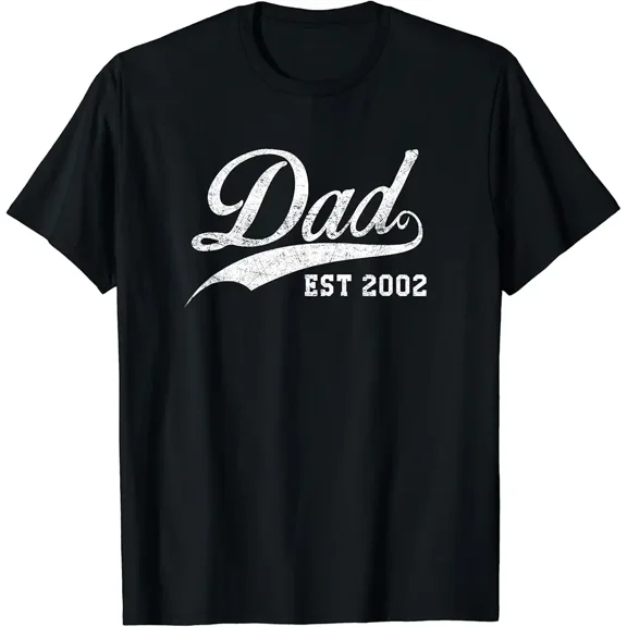 Dad Established 2002 Fathers Day Vintage Retro Gift Top Unisex T-Shirt, up to Size 5XL