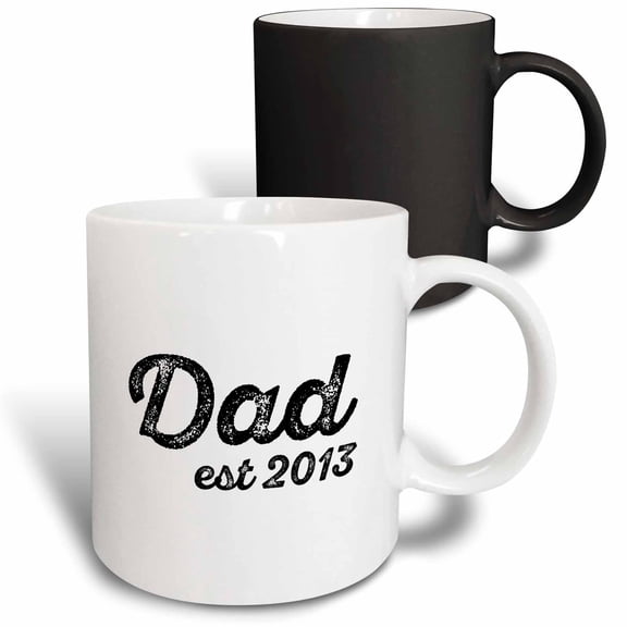 3drose, Dad Established 2013 Distressed Cursive Lettering on White Background., 11oz Magic Transforming Mug