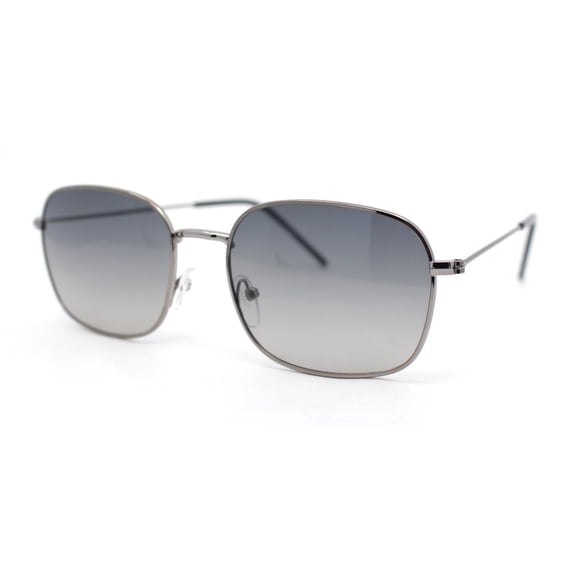 Dad Fashion Retro Classic Small Rounded Rectangle Metal Rim Sunglasses Gunmetal - Smoke