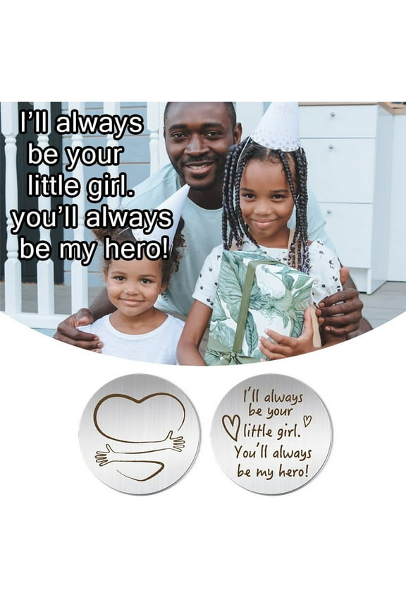 Dad Father Christmas Birthday Gifts from Daughter, Dad Pocket Hug Token Keychain Keepsake Gift for Father Daddy Stepdad Double Side Keychain for Dad Men With PU Leather Keychains
