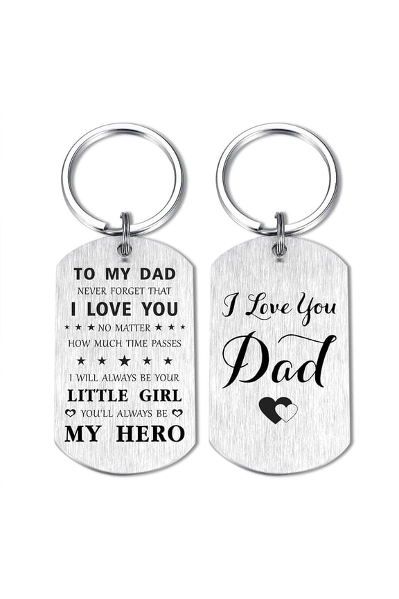 Dad Fathers Day Keychain Gifts from Daughter - Never Forget That I Love You- Dad Birthday Keychain Gifts