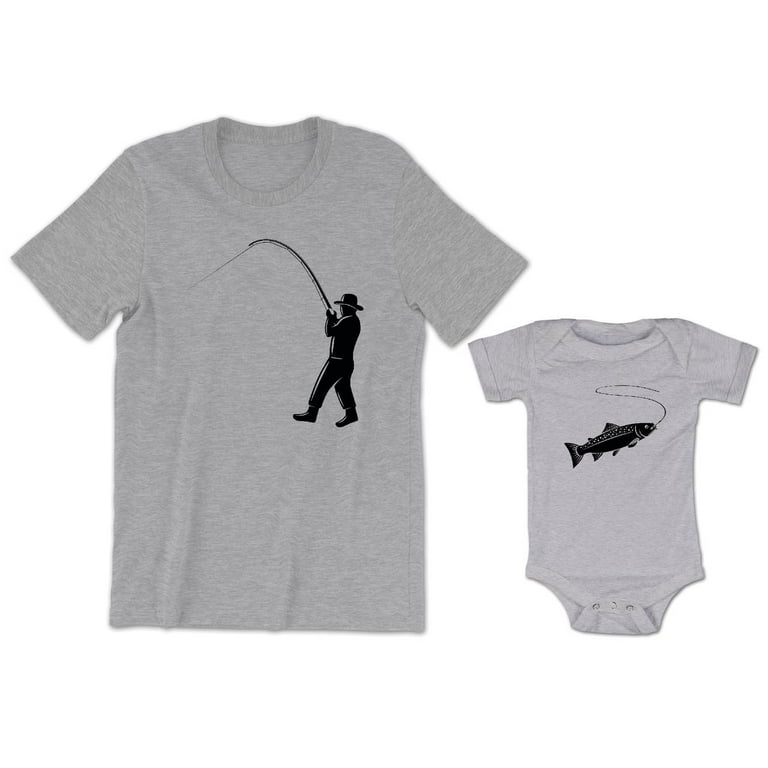 Dad Fishing T-Shirt Greatest Catch Funny Fish Baby Bodysuit Kids