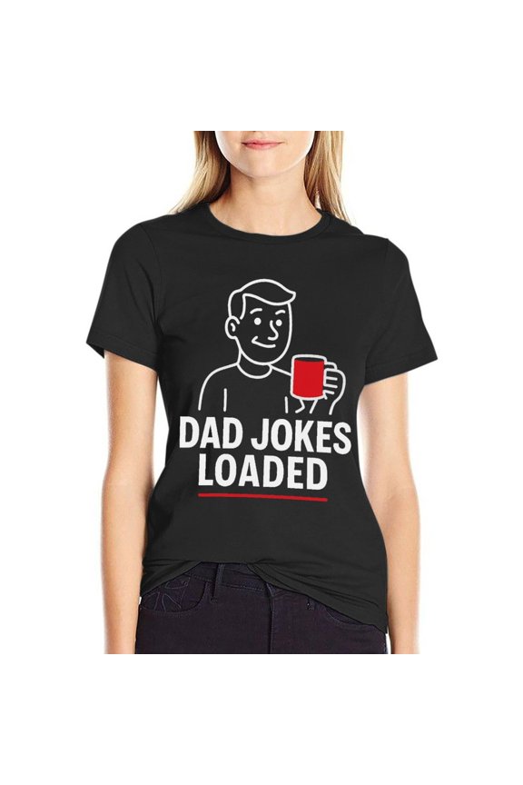 Dad Funny Women's Cotton Short Sleeve T-Shirt HD Graphic Print Casual Crew Neck Tee X-Large