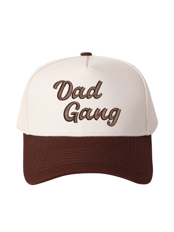 Dad Gang Letter Embroidered Color Block Trucker Hat Unisex Adjustable Cotton Breathable Fashion Cap for Travel Daily Wear