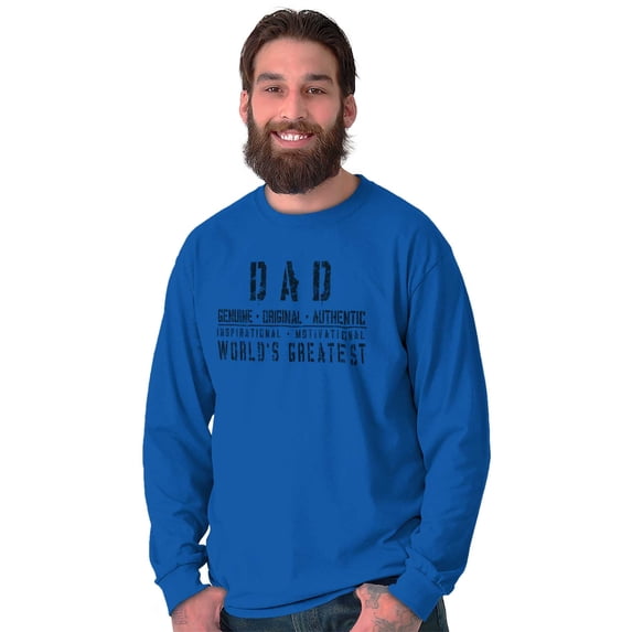Dad Genuine World's Greatest Father Men's Long Sleeve Tee T Shirt Brisco Brands M