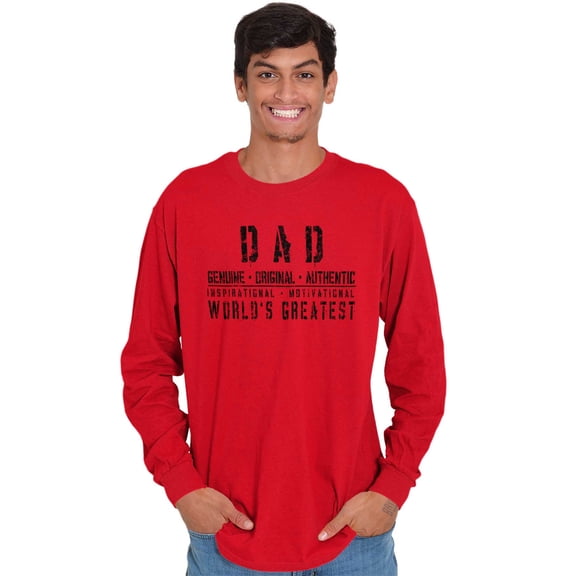 Dad Genuine World's Greatest Father Men's Long Sleeve Tee T Shirt Brisco Brands S