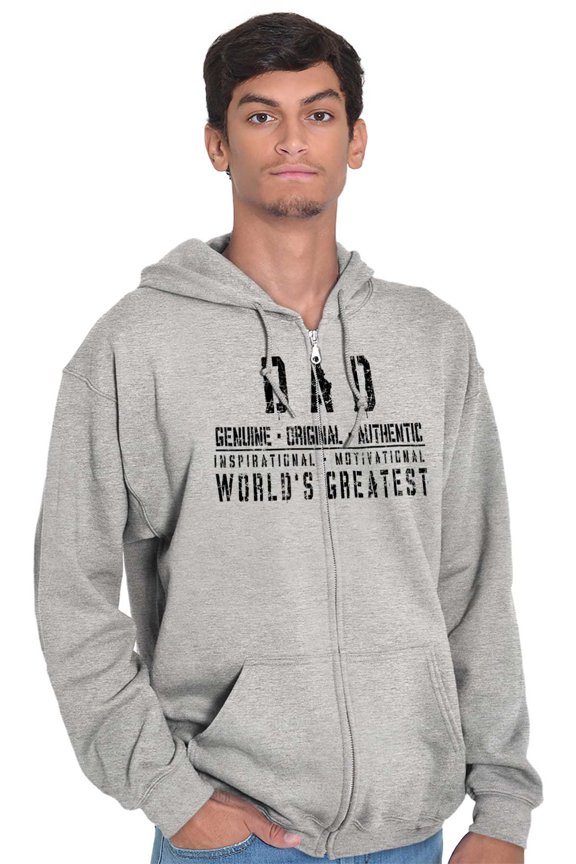 Dad Genuine World's Greatest Father Zip Hoodie Sweatshirt Men Brisco Brands L