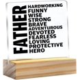 thumbnail image 1 of Dad Gift for Birthday Father’s Day Father Loving Hero Quote Clear Desk Decorative Sign Keepsake Present Dad Life Acrylic Plaque with Wooden Stand Sign Desk Decor for Home Office, 1 of 7