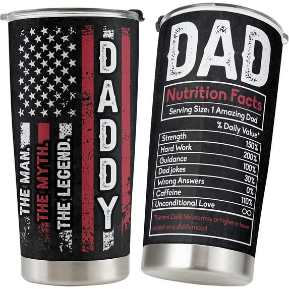 Dad Gift, Gift for Dad Drinking Mug from Daughter and Son, Double Wall Vacuum Stainless Steel Insulated Travel Coffee Mug, Tumbler cup with Lid and Straw 20 oz