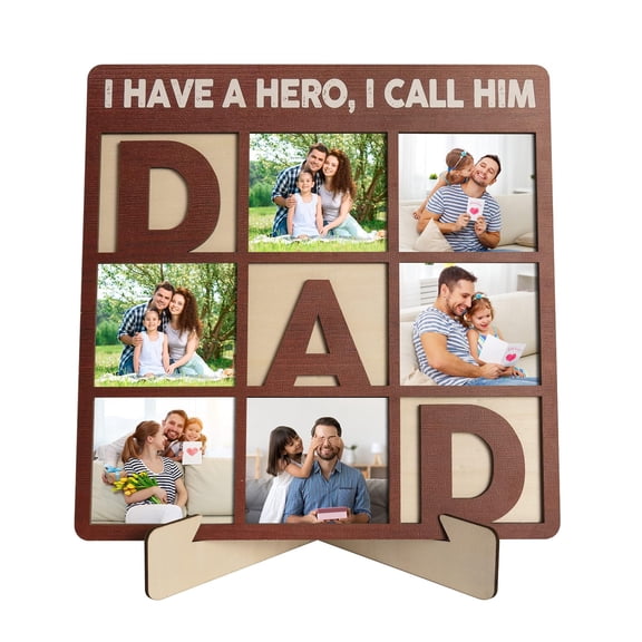 Dad Gift for Fathers Day, Dad Picture Frames from Daughter,Son, 3D Wood Family Photo Frame Decor Home Table Centerpiece
