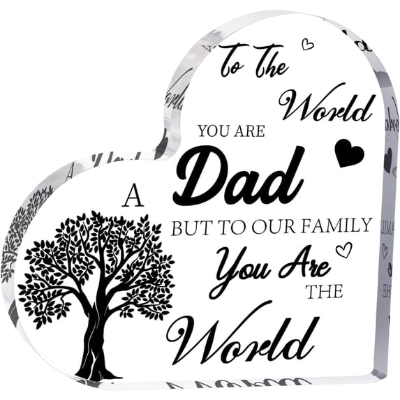 Dad Gifts Acrylic Heart Plaque, Gifts for Dad from Daughter Son, Dad Birthday Gifts Ideas, Cool Dad Gift Unique Gift for Dad, Fathers Day Thanksgiving Christmas Gifts for Daddy Stepfather