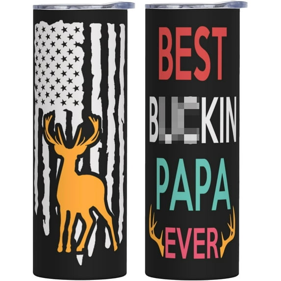 Dad Gifts, Best Papa Ever Tumbler Cups with Lid - Tumblers Straight Mug 20 Oz - Double Wall Insulated Coffee Mug - Holidays Birthday Gifts for Father Grandpa
