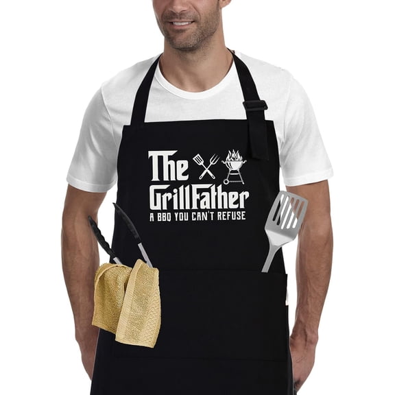 Dad Gifts, Birthday Fathers Day For Dad, Father in Law, Husband, Grandpa from Wife Daughter Son, Men's Cooking BBQ Grilling Apron with Pockets, Funny Thanksgiving Christmas Gifts for Men
