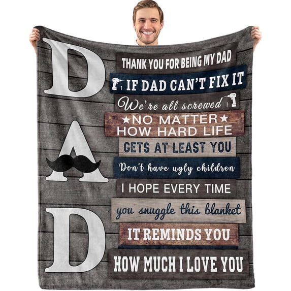 Dad Gifts Blanket, Dad Birthday Gifts, Gifts for Dad from Daughter Son, Gifts for Dad Who Wants Nothing, Father s Day Gifts for Dad Throw Blankets 60"X 50"