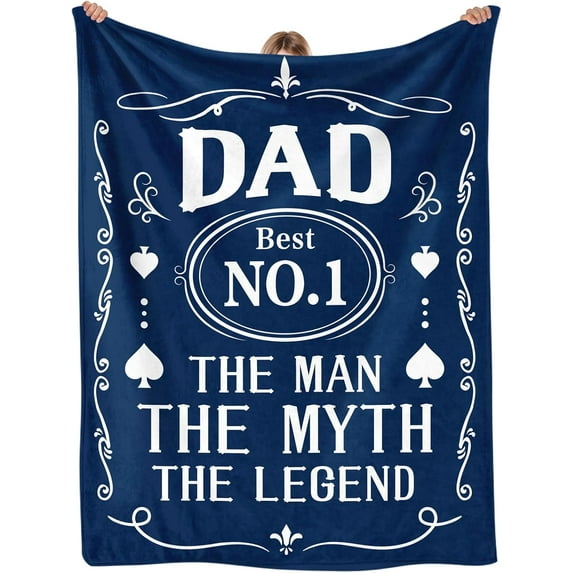 Dad Gifts from Daughter Son Kids Wife - Best Gifts for Dad Who Wants Nothing, Christmas Birthday Gifts for Men Dad Father Stepdad, Flannel Throw Blanket Dad No.1 60"x50"