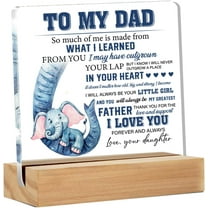 Dad Gifts Father Gift From Daughter, Gifts for Father Birthday Christmas Father's Day, to My Dad I Love You Clear Acrylic Desk Decorative Sign Dad Elephant Sign for Home Decor, 4x4 Inch