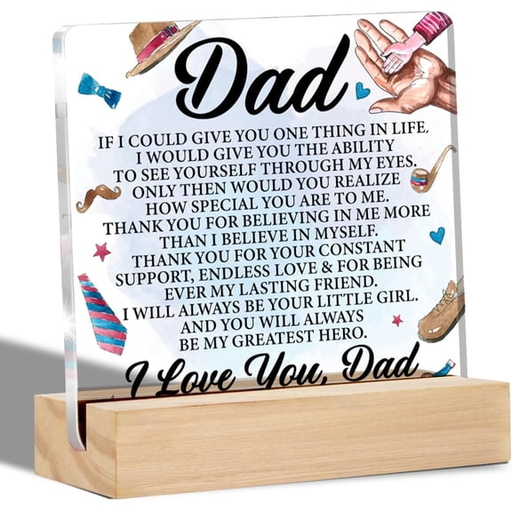 Dad Gifts From Daughter, Dad Gifts for Birthday Christmas Father's Day, Daddy Acrylic Sign Table Sign Keepsake Present 4x4 Inch