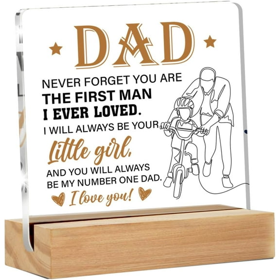 Dad Gifts From Daughter, Father Gifts for Birthday Christmas Father's Day, Dad Present Clear Acrylic Desk Decorative Sign for Home Decor, 4x4 Inch