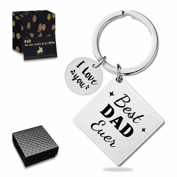 Dad Gifts Keychain Father’s Day Gifts from Son Daughter Children Square Keyring Birthday Christmas Gifts for Papa Daddy - Best Dad Silver 04
