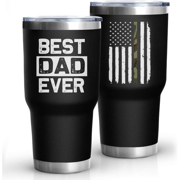 Dad Gifts for Men BEST DAD EVER Tumbler 30 Oz Stainless Steel Insulated Cup Tumbler Coffee Mug with Lid and Straw Mens Father''s Day, Christmas and Birthday Gifts Idea