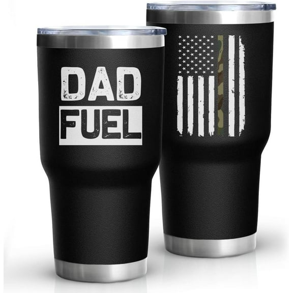Dad Gifts for Men DAD FUEL Tumbler 30 Oz Stainless Steel Insulated Cup Tumbler Coffee Mug with Lid and Straw Mens Father''s Day, Christmas and Birthday Gifts Idea
