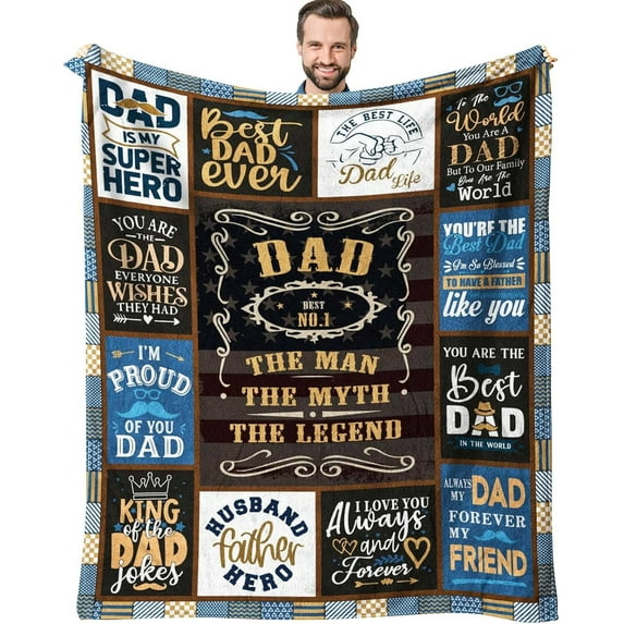 Dad Gifts Throw Blanket 60" x 50", Birthday Gifts for Dad from Daughter Son, Father Gifts from Kids, Dads Birthday Gifts Ideas