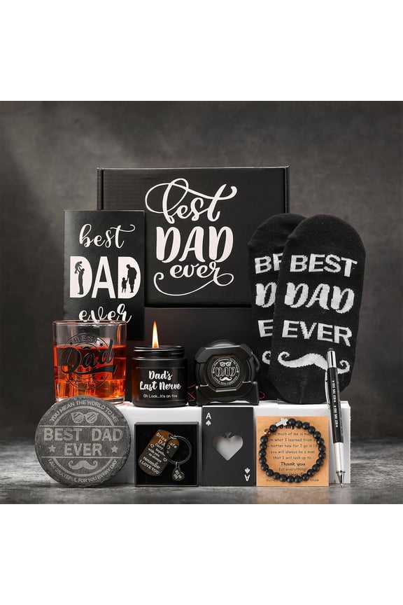 Dad Gifts, Unique Father Gift Birthday Dad Gifts from Daughter Son with 11 Oz Whiskey Glass Cup Sock Tape Measure Keychain, Birthday Father Day Christmas Gift for Papa