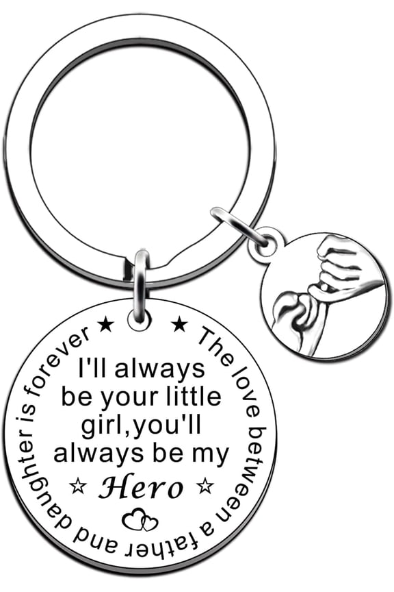 Dad Gifts from Daughter Dad Keyring Birthday Fathers Day Gift for Dad Daddy - Ill Always Be Your Little Girl,Youll Always Be My Hero
