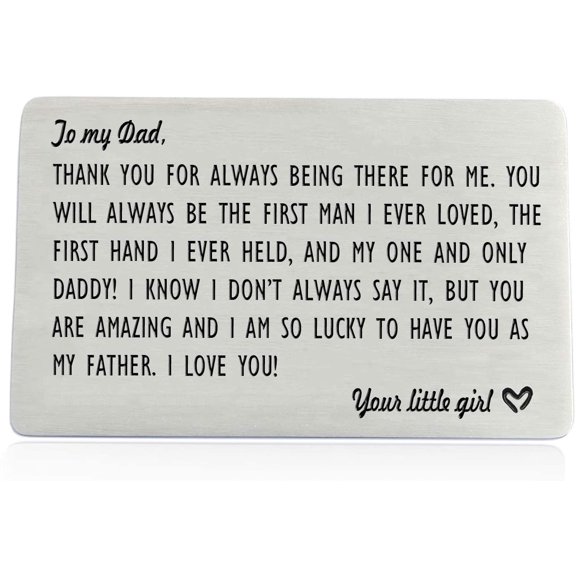 Dad Gifts from Daughter, Engraved Wallet Inserts for Father Papa, Fathers Day Birthday Wedding Thank You Gifts for Daddy from Daughter Kids