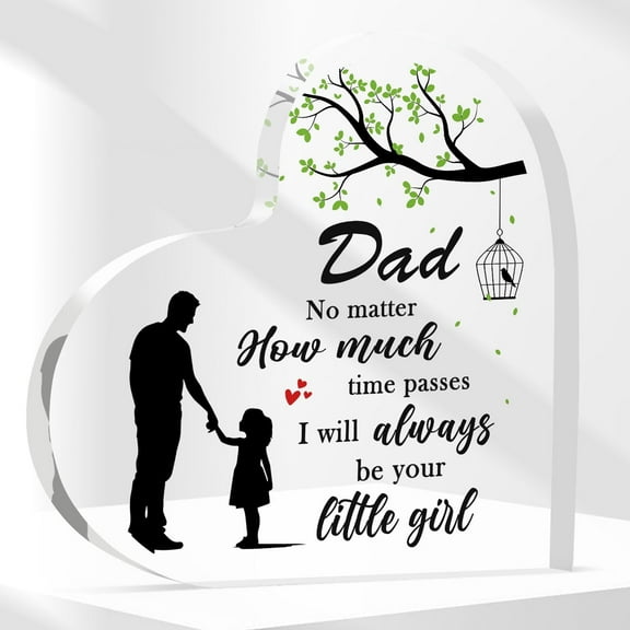 Dad Gifts from Daughter Heart Shape Acrylic Plaque Fathers Day Gift for Dad Dad Birthday Christmas Dad Gifts 3.9x3.9 Inch