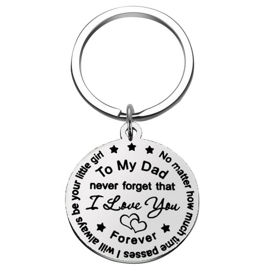 Dad Gifts from Son Daughter, 30mm Stainless Steel Keychain Fathers Day Gift Birthday Christmas Gifts for Men