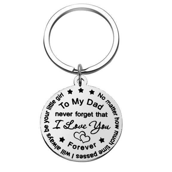 Dad Gifts from Son Daughter, 30mm Stainless Steel Keychain Fathers Day Gift Birthday Christmas Gifts for Men
