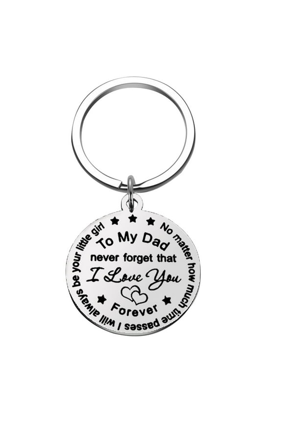 Dad Gifts from Son Daughter, 30mm Stainless Steel Keychain Fathers Day Gift Birthday Christmas Gifts for Men