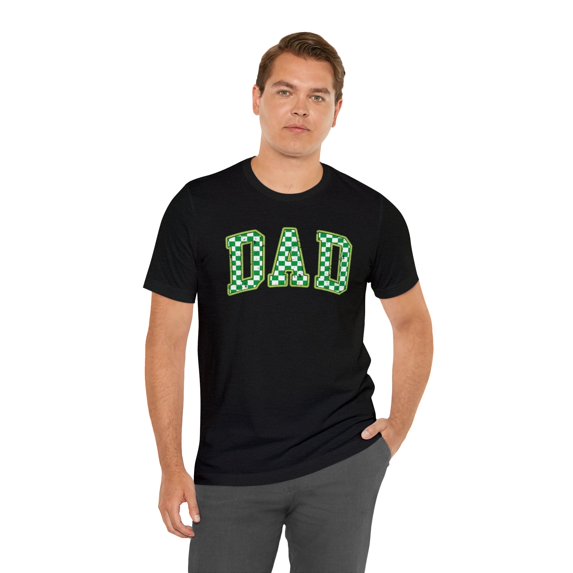Dad Green Checkered Short Sleeve Tee, Father's Day Gifts, Men T-shirts