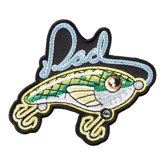 Dad Green & Yellow Fishing Lure Patch, Fishing Patches