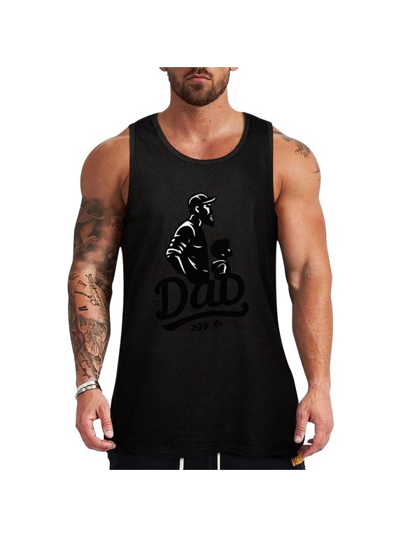 Dad HD Print Men's Muscle T-Shirt, Sleeveless, Muscle Tank Tee Top L