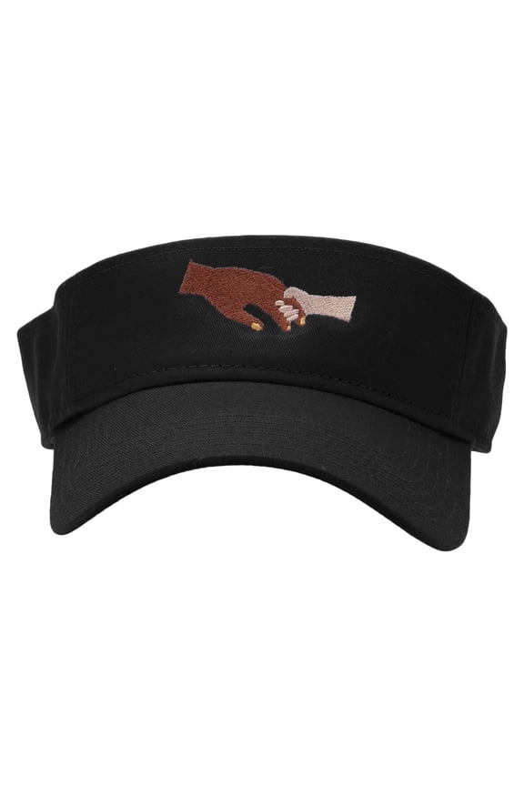 Dad Hand and Baby Hand Embroidered Cotton Twill Sun Visor - Black OSFM