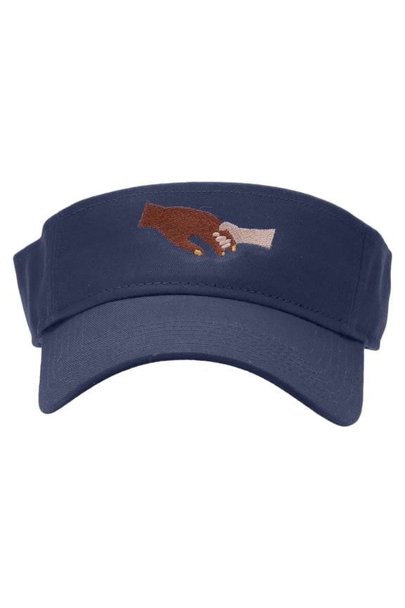 Dad Hand and Baby Hand Embroidered Cotton Twill Sun Visor - Navy OSFM