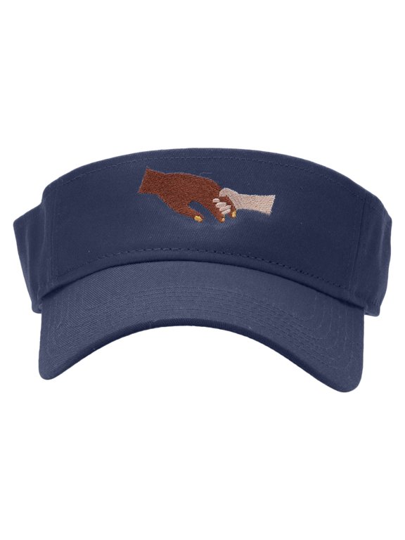 Dad Hand and Baby Hand Embroidered Cotton Twill Sun Visor - Navy OSFM