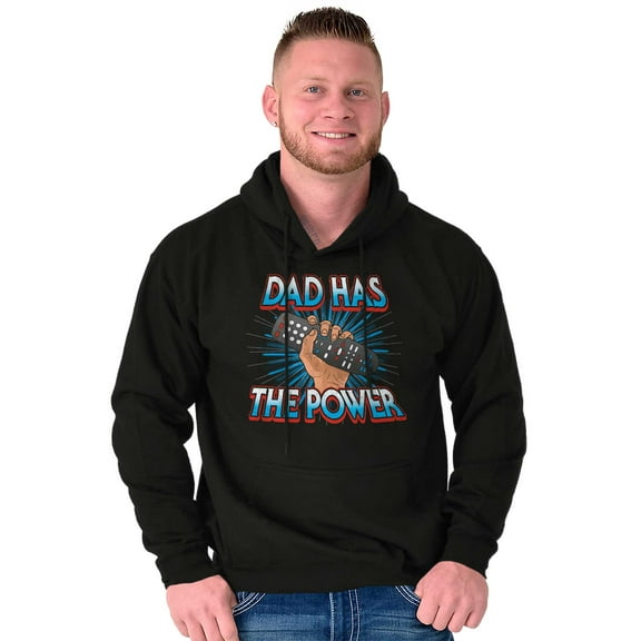 Dad Has the Power TV Remote Humor Men's Big & Tall Graphic Hoodie Brisco Brands 2X