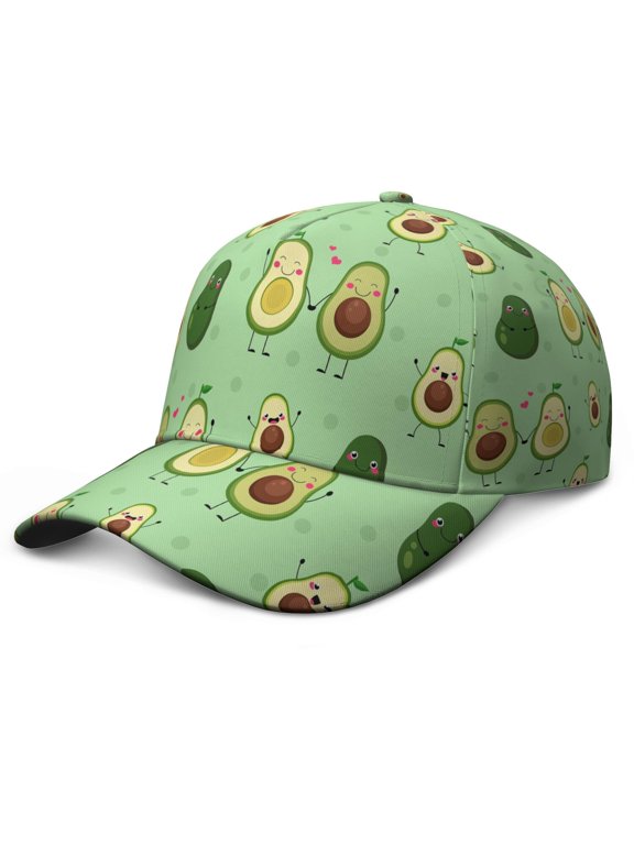 Dad Hat Avocado Lover Cute Green Fruit Adjustable Baseball Cap – Featuring Fresh Kawaii Print and Artistic Illustration