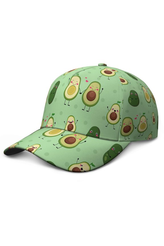 Dad Hat Avocado Lover Cute Green Fruit Adjustable Baseball Cap – Featuring Fresh Kawaii Print and Artistic Illustration