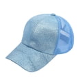 thumbnail image 1 of Dad Hat for Men Women CQXIDFH Criss Cross Ponytail Baseball Cap, Glitter Mesh Trucker Hat, Adjustable High Bun Breathable Summer Headwear for Women, Beret Hat (Blue, One Size), 1 of 2