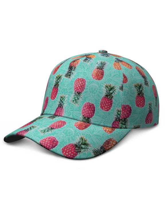 Dad Hat Pineapples Tropical Summer Fruit Baseball Cap – Adjustable with Aesthetic Pineapple Lover Design and Sunshine Flowers