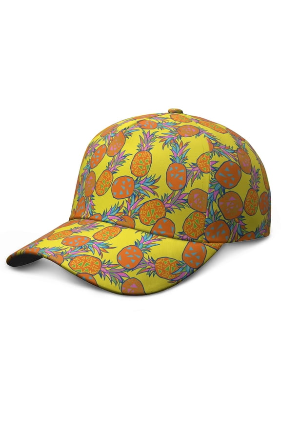 Dad Hat Plant Pineapple Tropical Fruit Baseball Cap – Adjustable with Hawaiian Summer Fruit Design