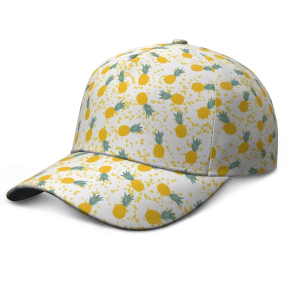 Dad Hat Tropical Pineapple Summer Fruit Baseball Cap – Adjustable Featuring Golden Yellow Pineapple Lover Design